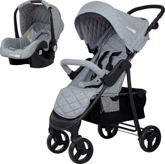 Wandelwagen FreeOn Duo Grijs Melange (incl. autostoel)