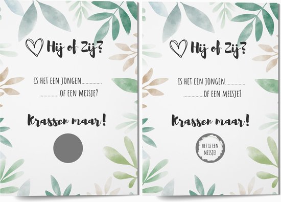 Kraskaarten MEISJE Gender Reveal Party - Babyshower - Geslacht onthullen - Zwanger - MEISJE (20 stuks)