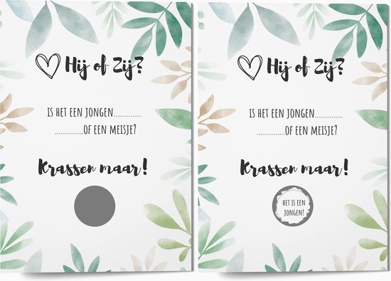 Kraskaarten JONGEN Gender Reveal Party - Babyshower - Geslacht onthullen - Zwanger - JONGEN (20 stuks)