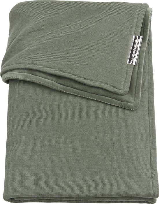 Meyco Knit basic met velvet wiegdeken - 75x100 cm - Forest green
