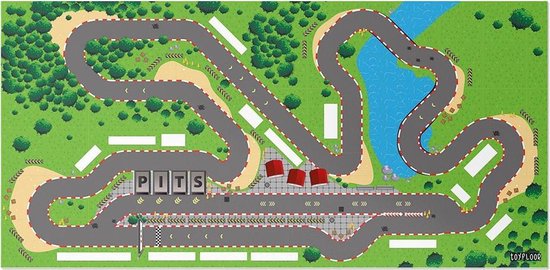 Auto racebaan circuit - Speelkleed op PVC - 176 x 86 cm (tafelgrootte)