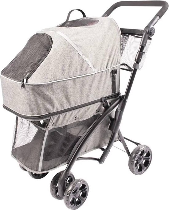 Pet buggy deluxe Grijs 79x46x99cm