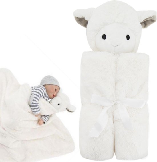 Gohh® Superzachte Baby Knuffeldeken Knuffel Deken - Speelkleed - Knuffeldoek - Lammetje 76 x 76 cm