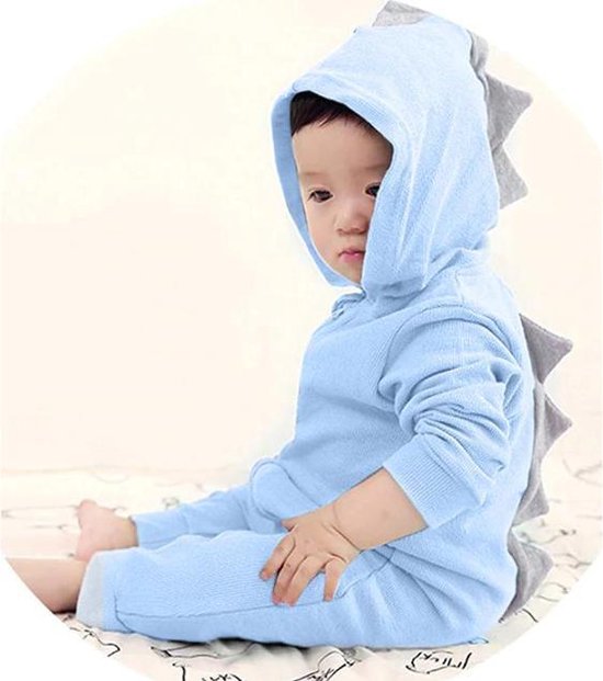 Budino Baby Pyjama Romper Onesie Dinosaurus Dino Draak Dier - Blauw - 9 mnd