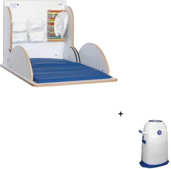 SET Kleine Luieremmer + Houten Uitklapbare Babytafel