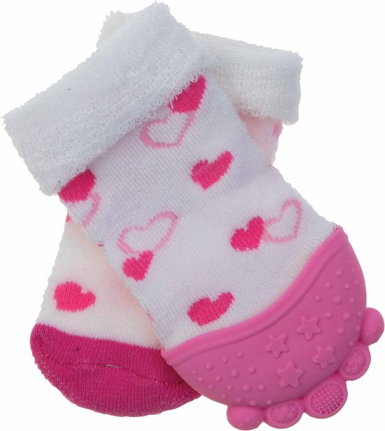 Nûby - Babysokjes met silicone bijtstukje - Roze - 3m+