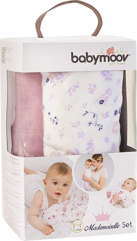 Babymoov swaddles set van 3 tetradoeken ,1* 80*80 cm , 2 * 60*60 cm