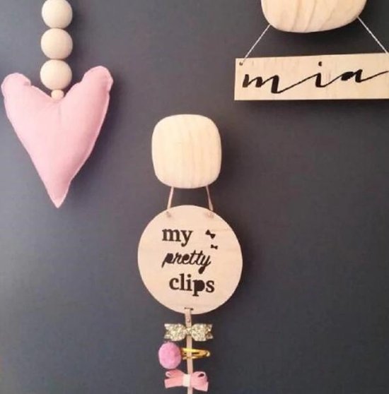 Houten Haarspeld Houder - Kinderkamer Decoratie - Meisjeskamer - Babykamer Accessoires - Roze