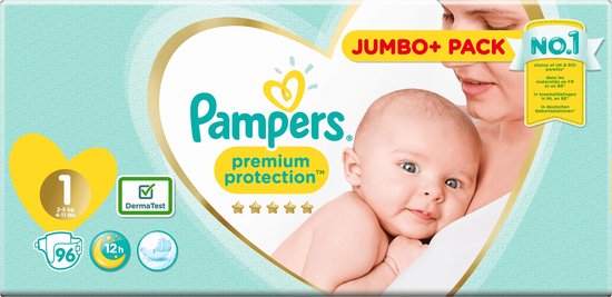 Pampers Premium Protection Luiers - Maat 1 -  2 tot 5kg - 96 Stuks