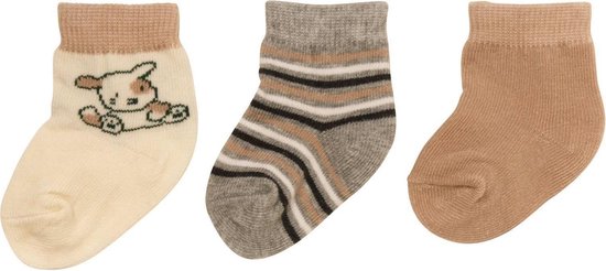 Playshoes Babysokken Original Hond Bruin 3-pack Mt 3-6 Maanden