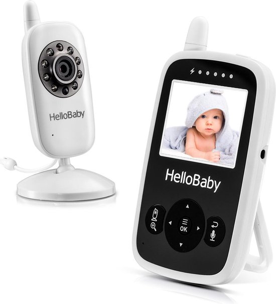 HelloBaby HB24 Babyfoon met camera - Nachtzicht - Terugspreekfunctie - Temperatuurcontrole - Slaapliedjes - Zoomfunctie