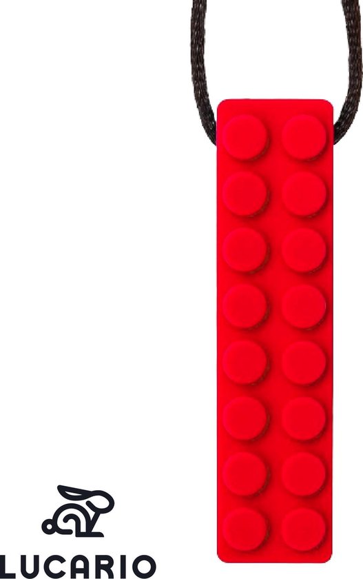 Bijtketting - Kauwketting | Lego bouwblokje patroon Rood