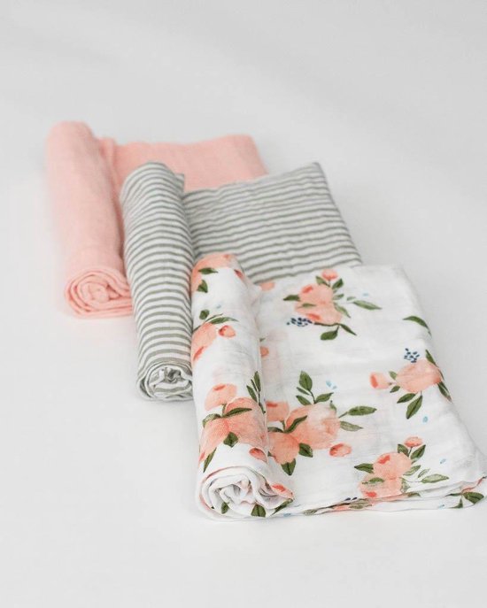 Little Unicorn muslin swaddle 3-pack Watercolor Roses