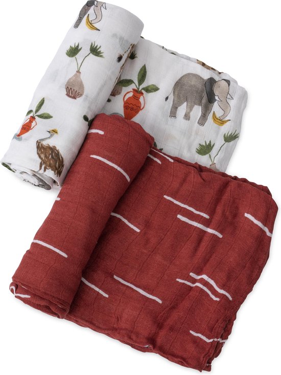 Little Unicorn Bamboo Deluxe swaddle 2-pack Safari Social