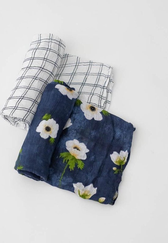 Little Unicorn Bamboo Deluxe swaddle 2-pack White Anemone