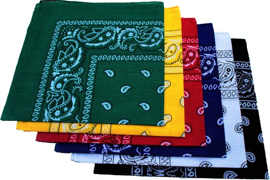 Paisley Bandana's 6 stuks - Paisley Boeren Zakdoek Sport Accessoires Mondkapje - Bandana 6 kleuren Pakket