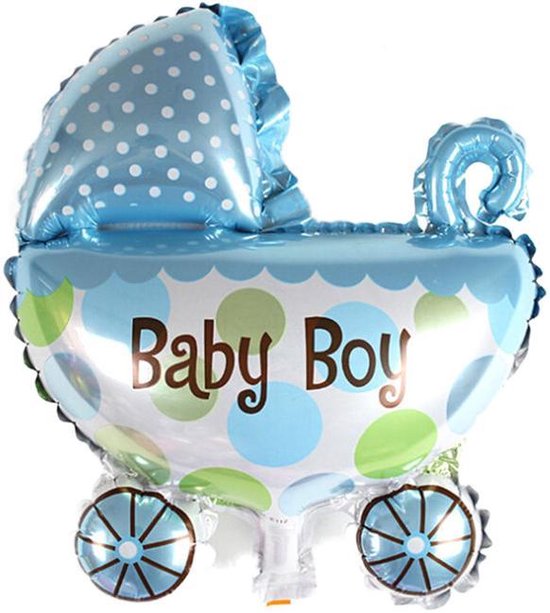 DW4Trading® Ballon geboorte boy 20x30cm kinderwagen blauw