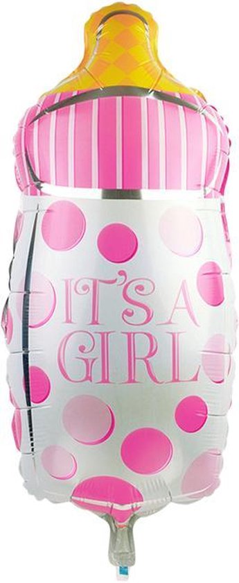 DW4Trading® Folieballon babyfles It's a girl 23x43 cm roze