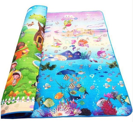 Speelkleed 200x180 cm Dubbelzijdig Gevoerd | Oceaan en Bos | Baby Accessoires