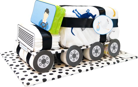Luiertaart - Pampertaart Jongen Vrachtwagen – 80 Pampers – Blauw