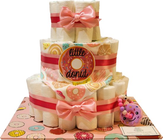 Luiertaart - Pampertaart Meisje Donut – 54 Pampers – Roze