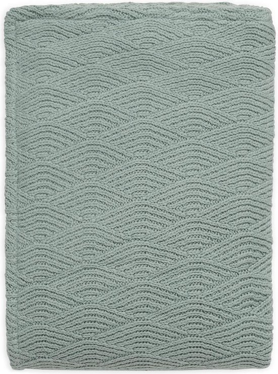 Deken 75x100cm River knit ash green/coral fleece