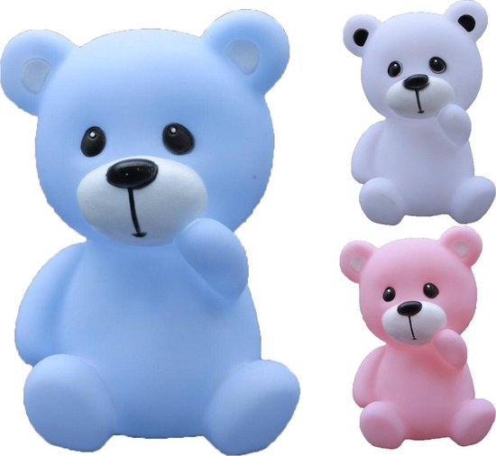 LED Nachtlampje Kinderen - Nachtlampje Kinderkamer voor Babykamer Led lampje - Leuke nachtlamp Beertje Blauw - Inclusief Batterijen