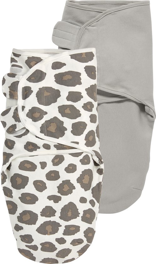 SwaddleMeyco Inbakerdoek 2-pack - 4-6 maanden - Panter neutral / Uni grijs