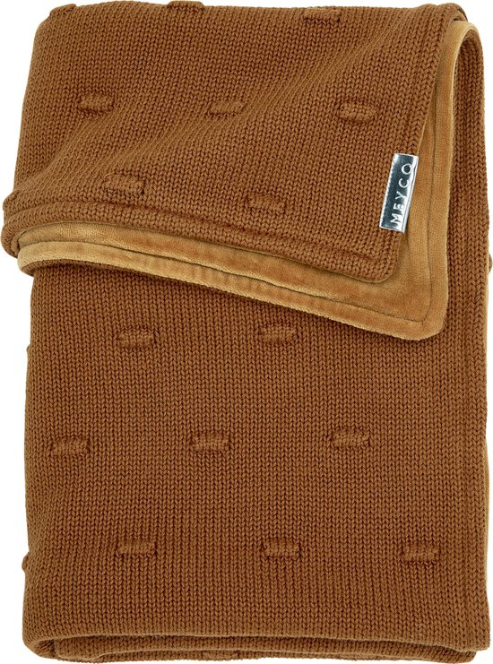 Meyco Knots met velvet wiegdeken - 75x100 cm - Camel