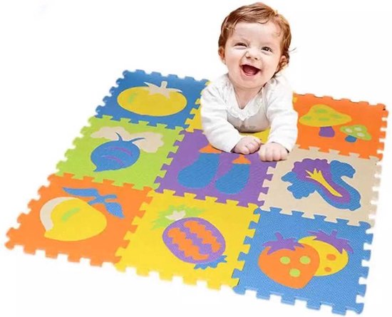 Puzzelmat - Groente & Fruit - Speelkleed Voor Kinderen - Foam Speelmat  - Educatief Speel Kleed voor Baby/Peuters/Kinderen vanaf 2 jaar - 28 x 28 CM