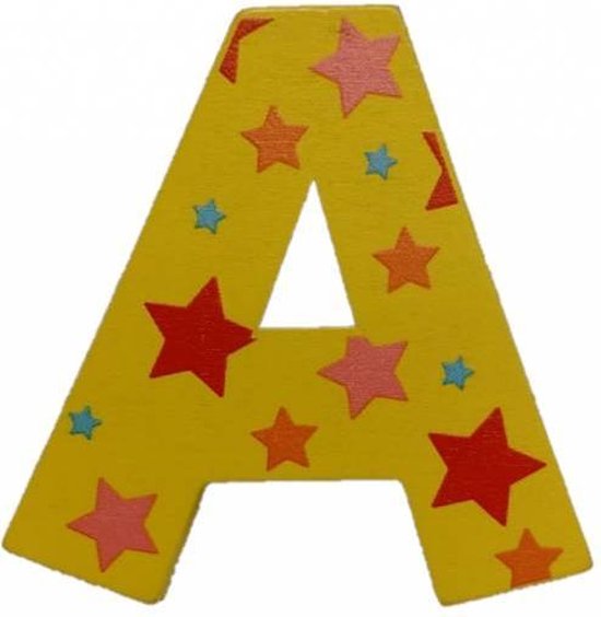 Decoratieletter - A - Hout - 7cm - Geel
