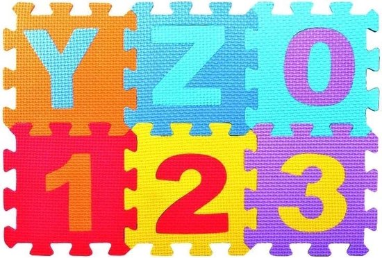 Mini 86-delige foam puzzelmat - Compacte Speelkleed voor Kinderen - Complete Alfabet + Cijfers - Leerzame Speelmat -  93x93 CM