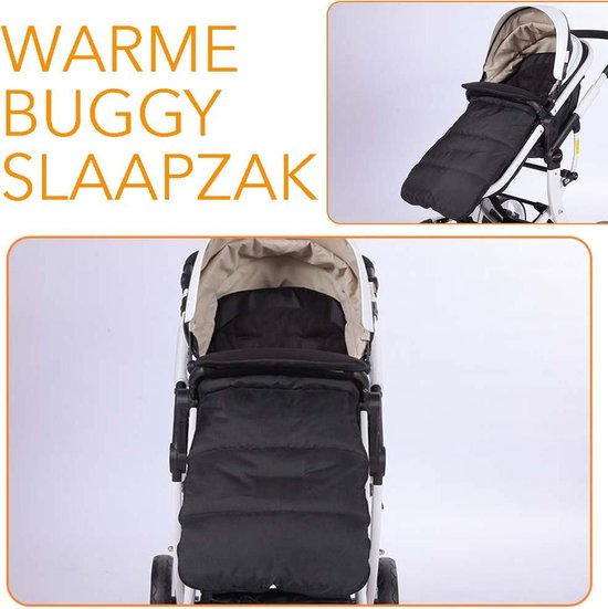 Babyslaapzak voor buggy / kinderwagen. Universele wandelwagen voetenzak hoes, het hele seizoen warm en winddicht voetverwarmer voor baby's in de kinderwagen / buggy. Zwarte buitenkant met zwart interieur. Geschikt voor baby's tot 3 jaar oud. _ ZWART