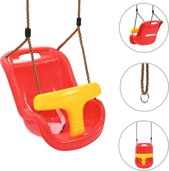 Babyschommel met gordel Rood - Babyschommel Buiten - Baby schommel tuin - Peuterschommel - Kinderschommel - Schommelzitje