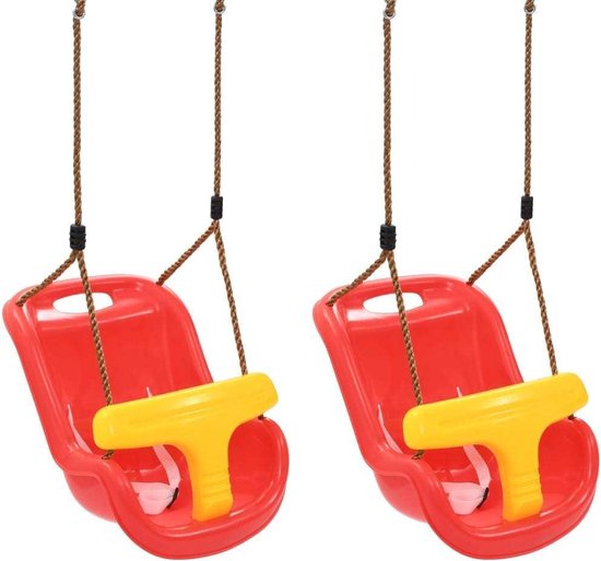 Babyschommels 2 STUKS met gordel Rood - Babyschommel Buiten - Baby schommel tuin - Peuterschommel - Kinderschommel - Schommelzitje