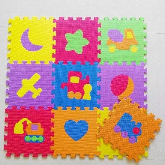 Puzzelmat Voertuigen Afbeeldingen - Speelkleed Voor Kinderen - Foam Speelmat 27 x 27 CM