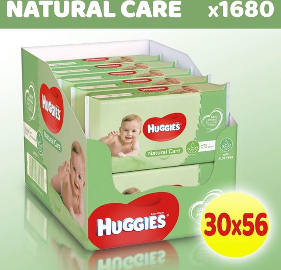 Huggies billendoekjes Natural Care - Voordeelverpakking 30 Pakken