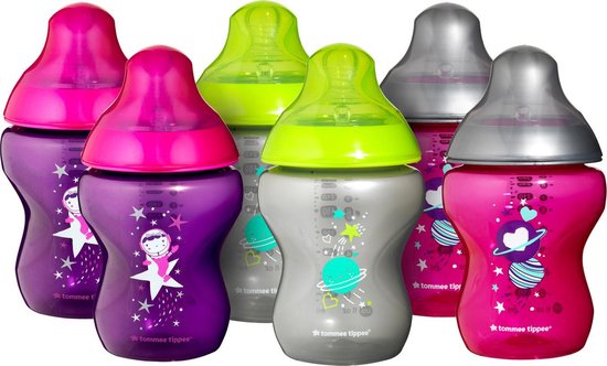 Tommee Tippee Closer to Nature Baby flessen - 260ml - Girl Deco - 6 Stuks