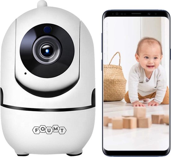 Foumt - Babyfoon - 1080P full HD - Babyfoon WiFi - Babyfoon met camera - Babyfoon met camera en app - Babyfoons -  Wit