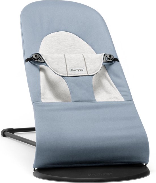BABYBJÖRN Wipstoel Balance Soft Zwart frame - Cotton-Jersey - Blauw-Grijs