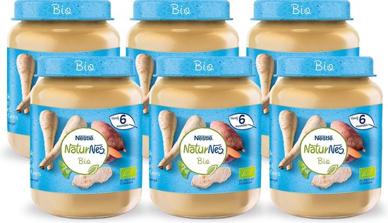 NaturNes Bio Pastinaak Zoete Aardappel Kalfsvlees - babyvoeding biologisch - vanaf 6 maanden - 6 potjes