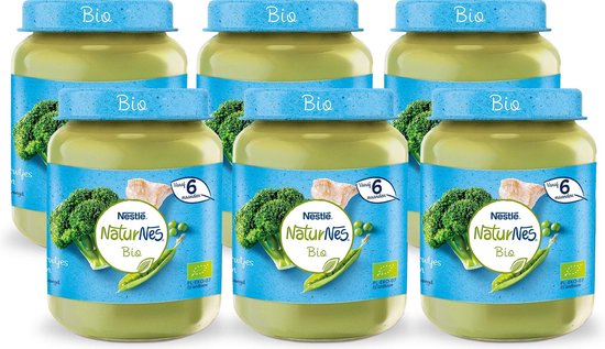NaturNes Bio Broccoli Doperwten Kalkoen - babyvoeding biologisch - vanaf 6 maanden - 6 potjes