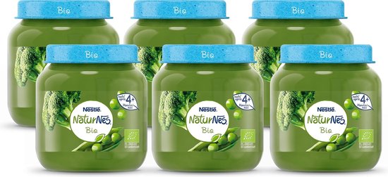 NaturNes Bio Doperwten Broccoli - babyvoeding biologisch - vanaf 4 maanden - 6 potjes