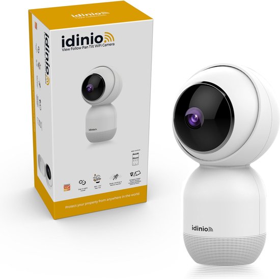 Idinio Smart WiFi Beveiliging camera IP20 met App & Babyfoon Functie | volgt beweging via sensor