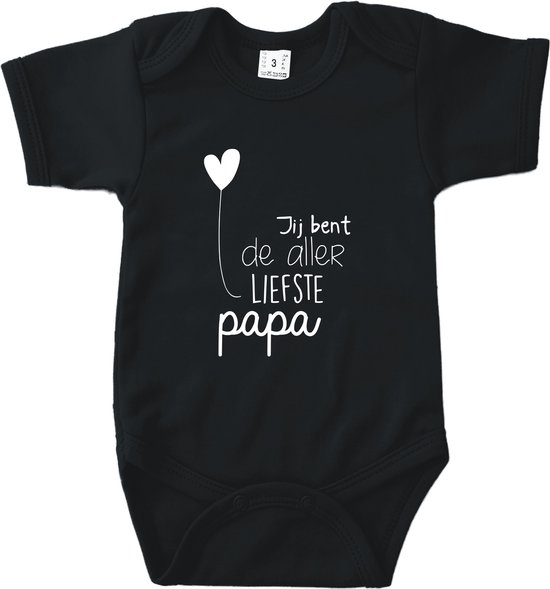 Rompertjes baby met tekst -   Jij bent de allerliefste papa - Zwart - Maat 50/56 - Voor Papa - Vaderdag - Valentijn - Babygeschenk - Baby kado - Romper - Babyshower