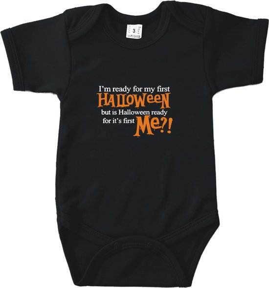 Romper I'm ready for my first halloween - Halloween - Romper korte mouw Zwart - Maat 50/56