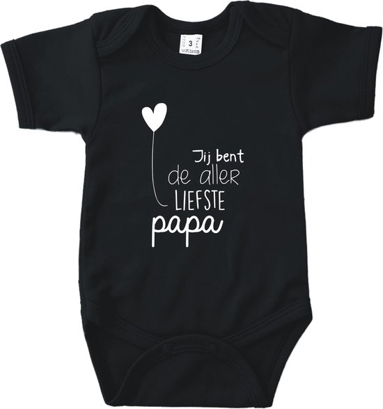 Rompertjes baby met tekst -   Jij bent de allerliefste papa - Zwart - Maat 62/68 - Voor Papa - Vaderdag - Valentijn - Babygeschenk - Baby kado - Romper - Babyshower