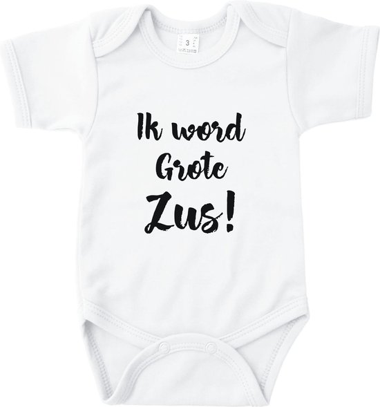 Baby rompertjes Ik word grote zus - Wit - Maat 74/80 - Zwangerschapsaankondiging - Zwanger - Zwangerschap - Kado baby - Babygeschenk - Romper