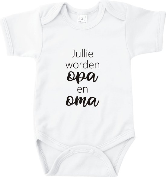 Rompertje Zwangerschapsaankondiging - Jullie worden Opa & Oma - Wit - Maat 50/56 - Voor Oma & Opa - Valentijn - Babygeschenk - Baby kado - Romper - Babyshower