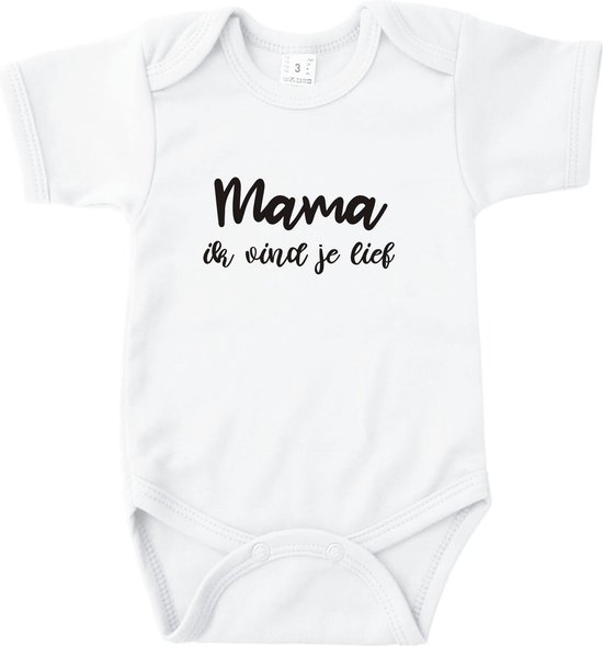 Rompertje Mama ik vind je lief - Wit - Maat 62/68 - Voor mama - moederdag - Kraam cadeau - Babygeschenk - Romper